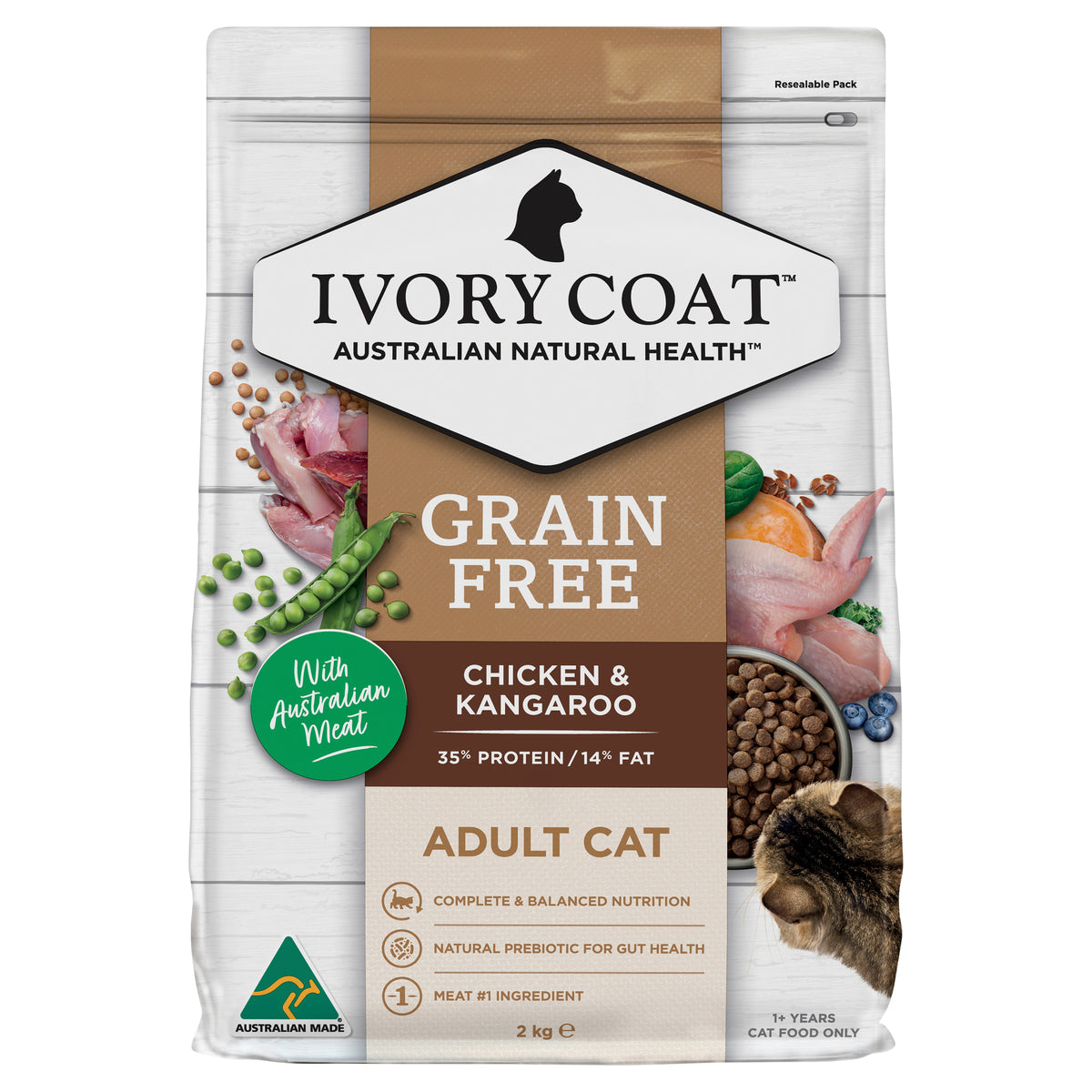 Ivory Coat Grain Free Adult Cat Chicken & Kangaroo Dry Food 2kg