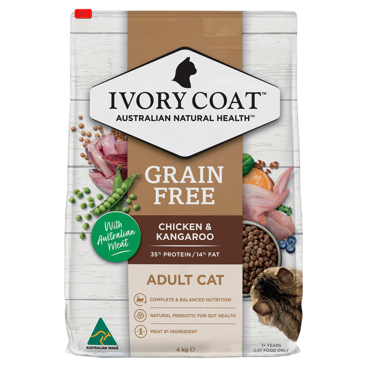 Ivory Coat Grain Free Adult Cat Chicken & Kangaroo Dry Food 4kg