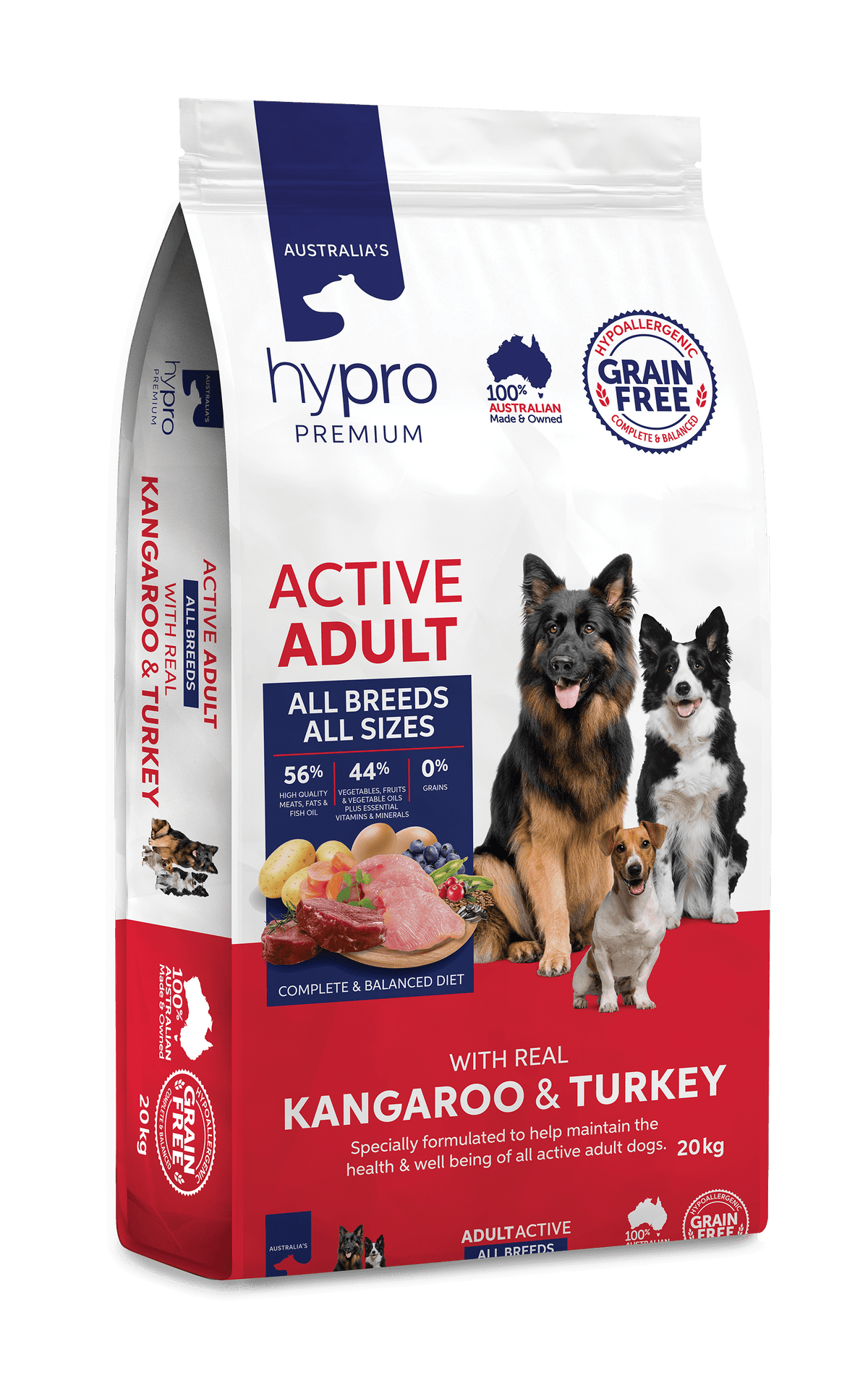 Hypro Premium Grain Free Active Adult Kangaroo & Turkey Dry Dog Food 20kg