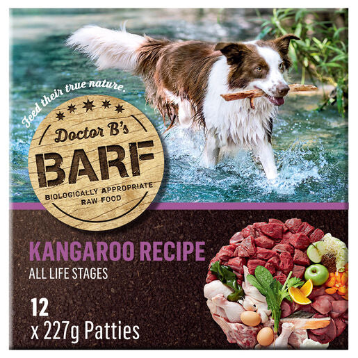 Dr B's BARF Kangaroo Recipe frozen dog food 12 x 227g patties