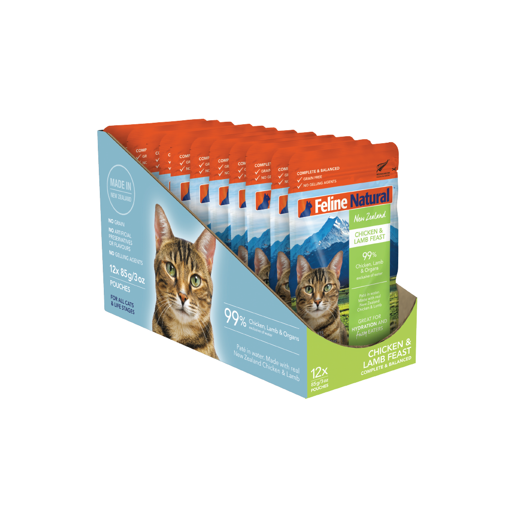 Feline Natural Chicken & Lamb Feast Pouch Cat Food 85g Box