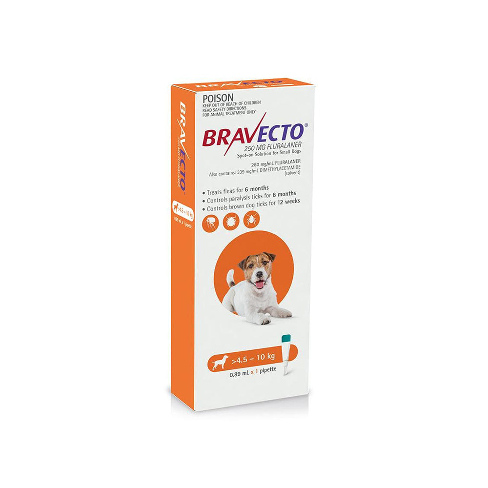 Bravecto Spot-On for Dogs 4.5-10kg Orange 1 Pack