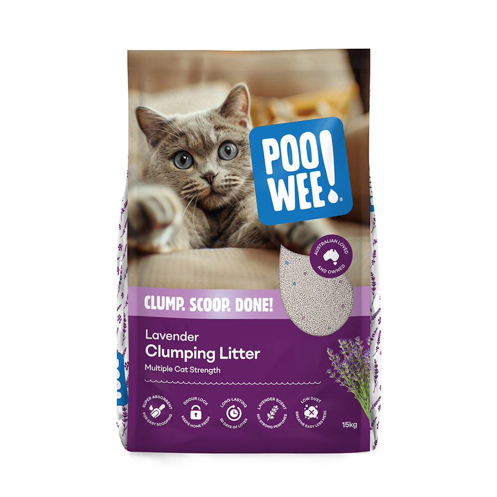Poowee Lavender Clumping Cat Litter 15kg