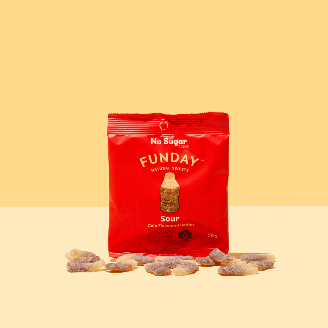 Funday Sour Cola Gummy Bottles 50g