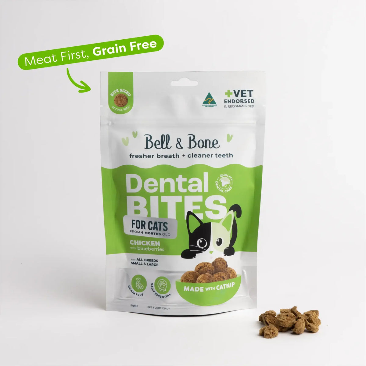 Bell & Bone Cat Dental Bites Chicken & Blueberry 80g