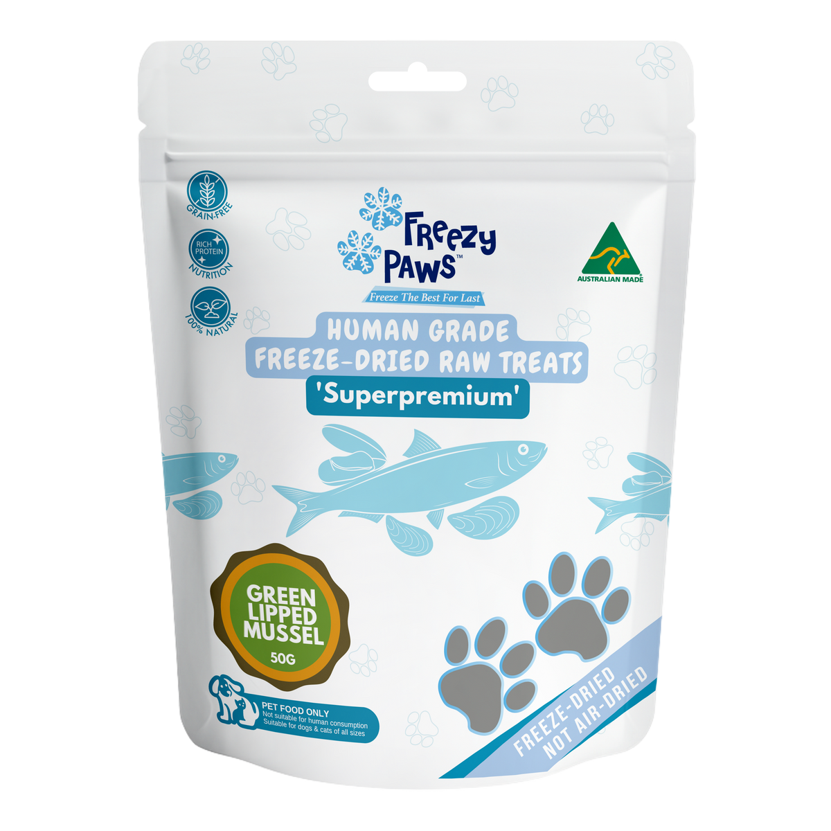Freezy Paws Freeze Dried Green Lipped Mussels Pet Treats 50g