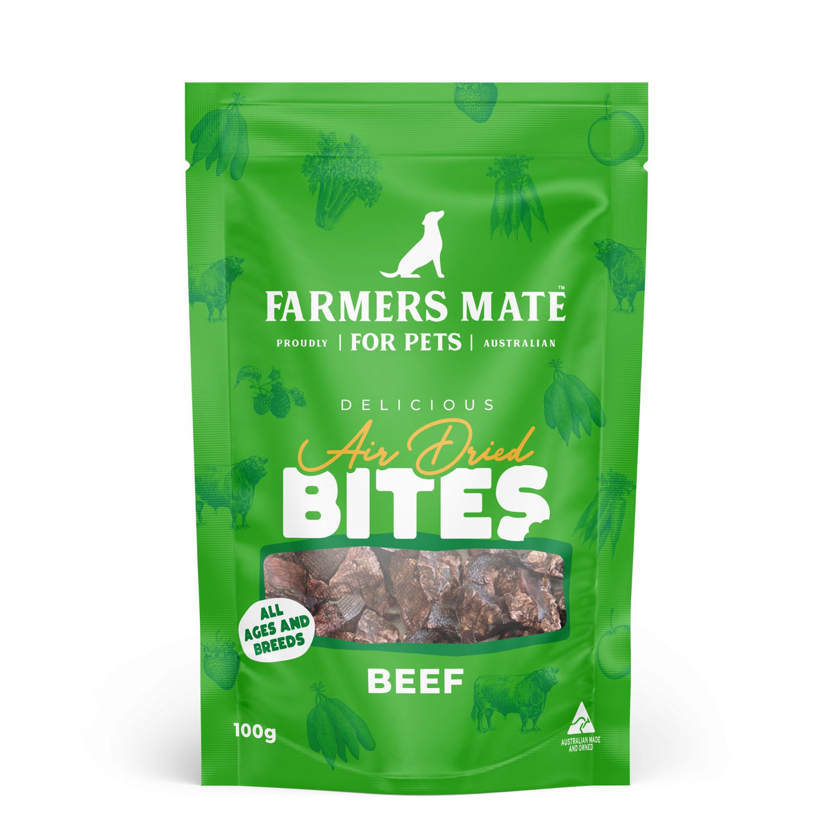 Farmers Mate Air Dried Beef Bites Dog Treats 100g