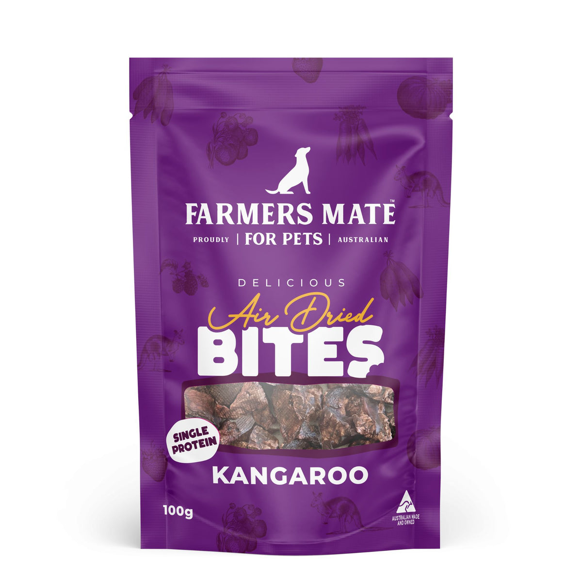 Farmers Mate Air Dried Kangaroo Bites Dog Treats 100g