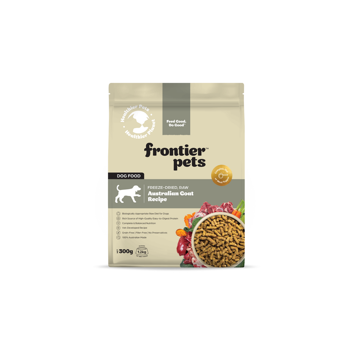 Frontier Pets Free-Range Goat Raw Freeze-Dried Adult Dog Food 300g