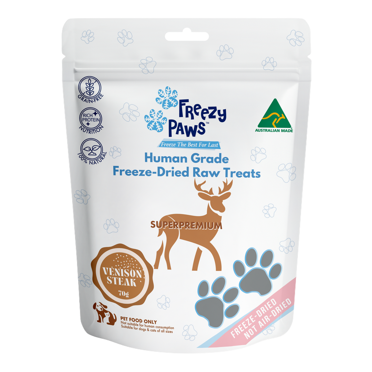 Freezy Paws Freeze Dried Venison Steak Pet Treats 70g