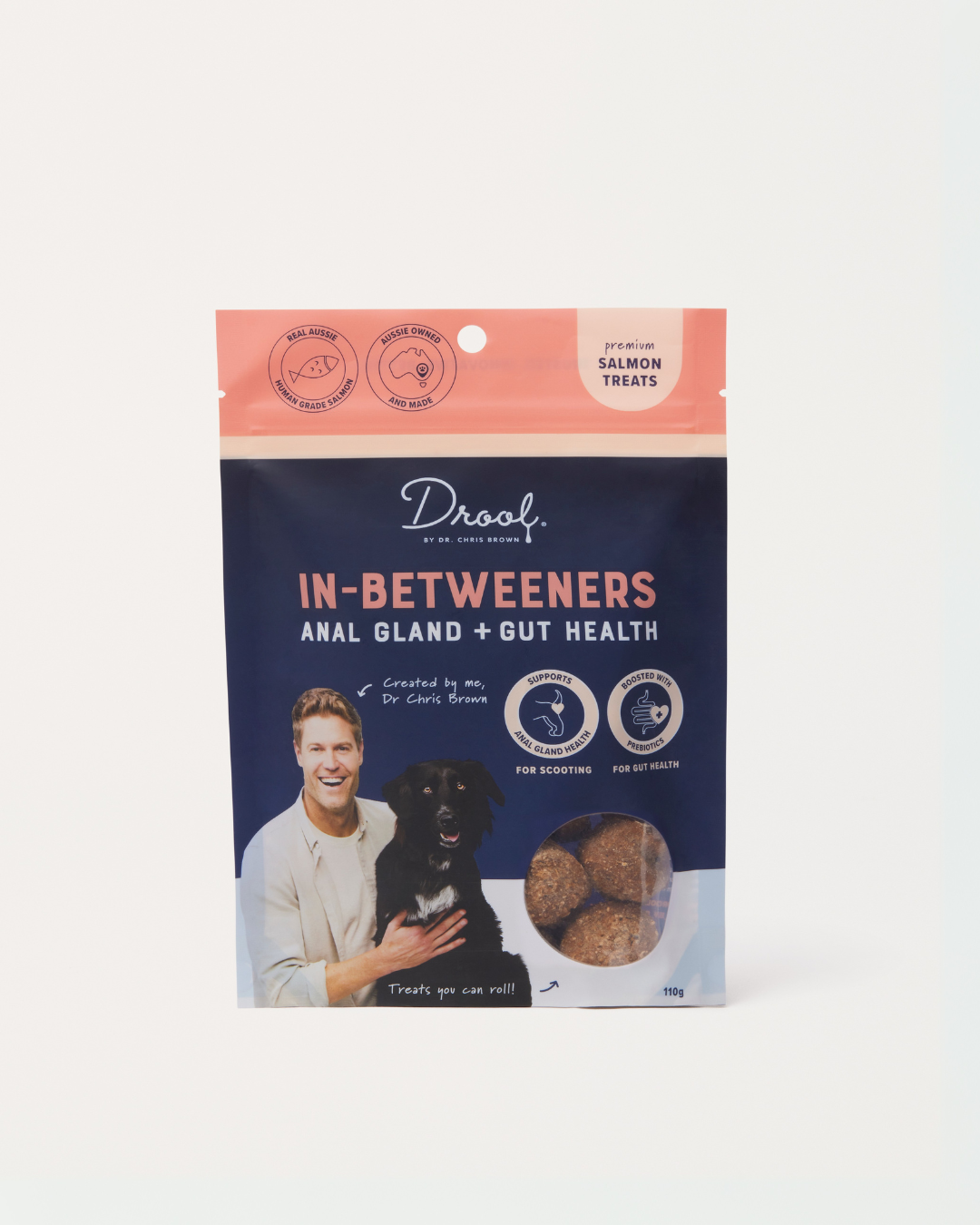 Drool In-Betweeners Gland + Gut Health Salmon Dog Treats 110g