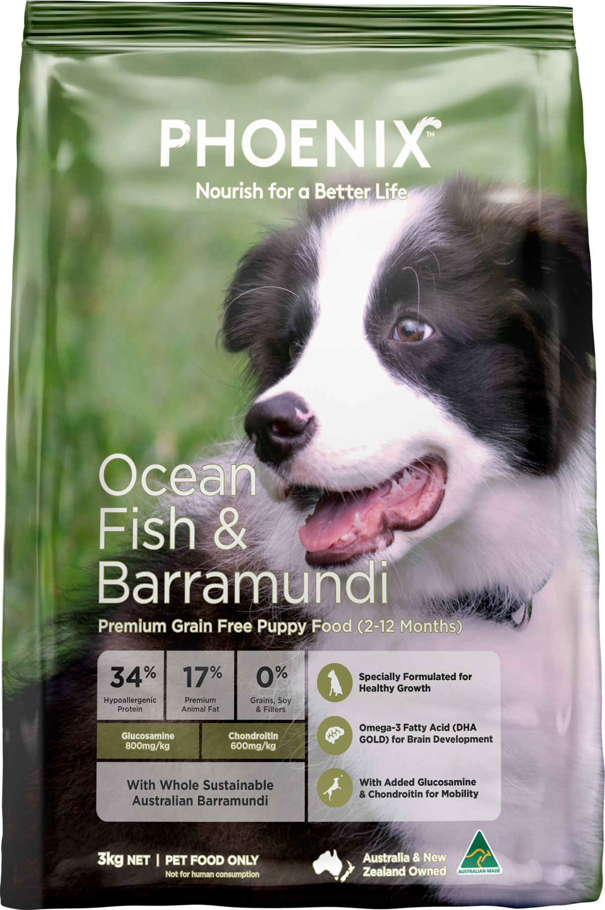Phoenix Grain Free Ocean Fish & Barramundi Puppy Dry Dog Food 3kg