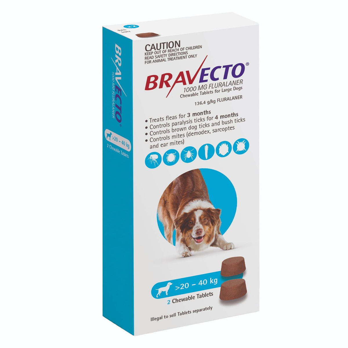 Bravecto Chew for Dogs 20-40kg 2 Pack