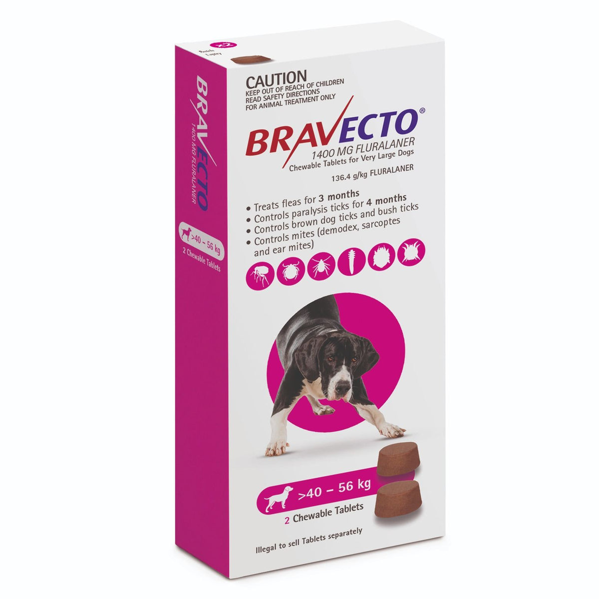 Bravecto Chew for Dogs 40-56kg 2 Pack