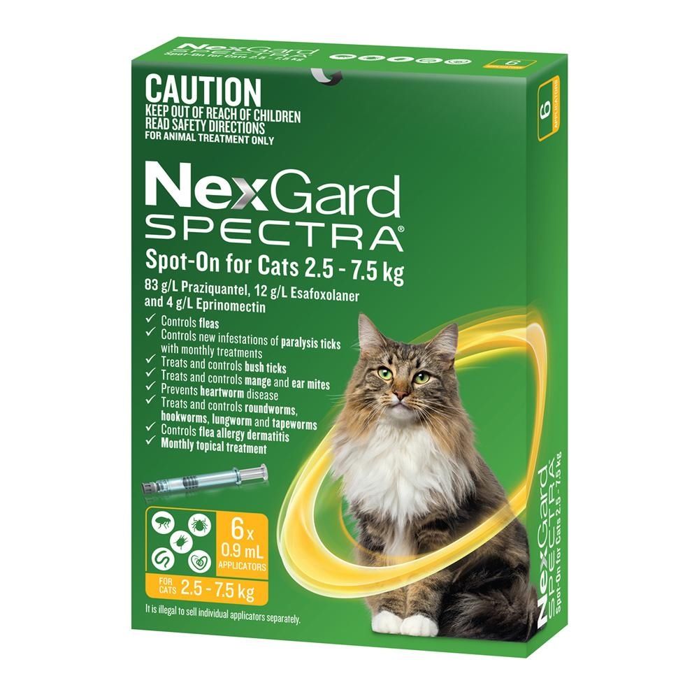 NexGard Spectra Spot-On for Cats 2.5-7.5kg 6 Pack
