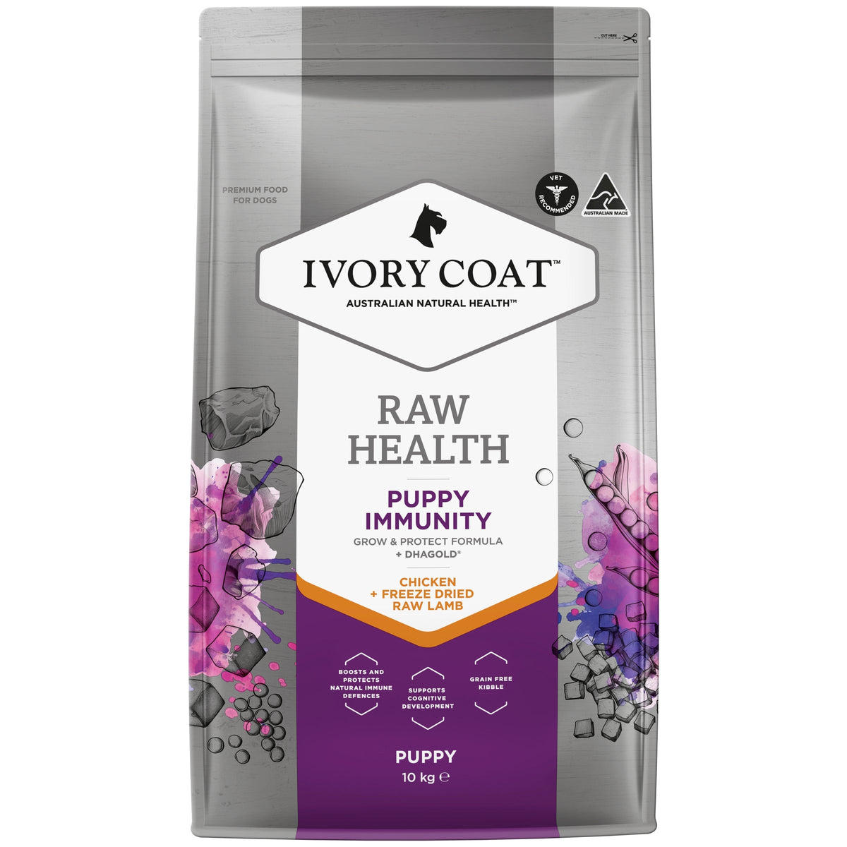 Ivory Coat Raw Health Immunity Puppy Dry Dog Food 10kg