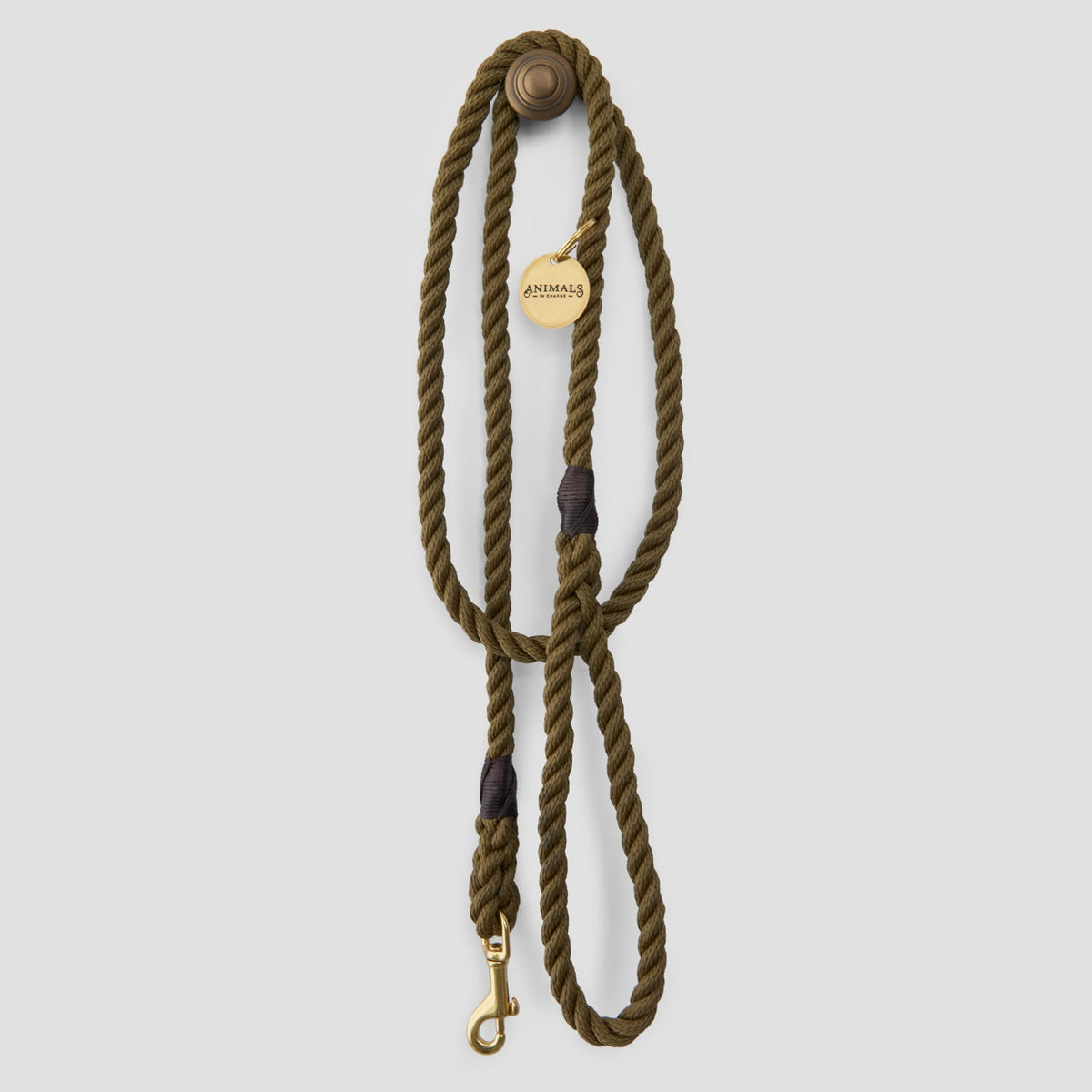 Animals in Charge Olive Rope Dog Leash