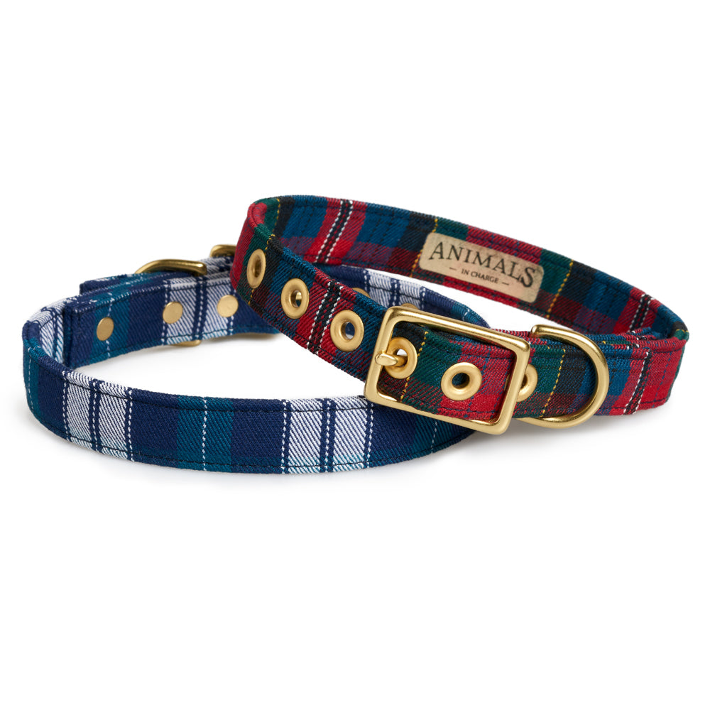 Animals in Charge Red Tartan Designer Dog Collar