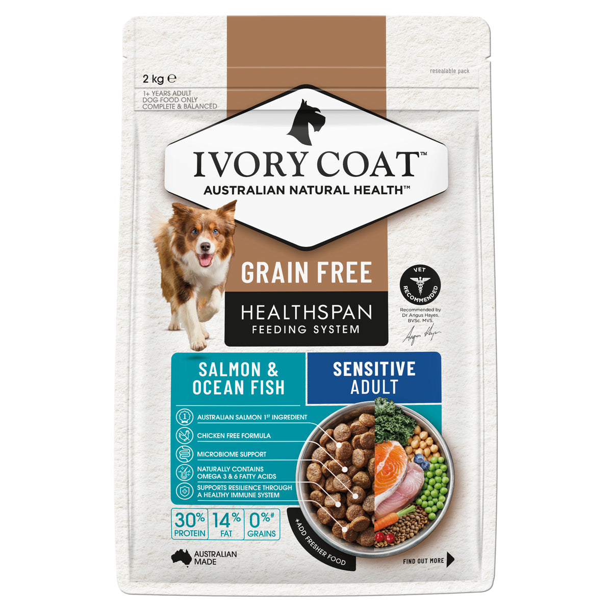 Ivory Coat Grain Free Adult Dog Salmon & Ocean Fish Dry Food 2kg