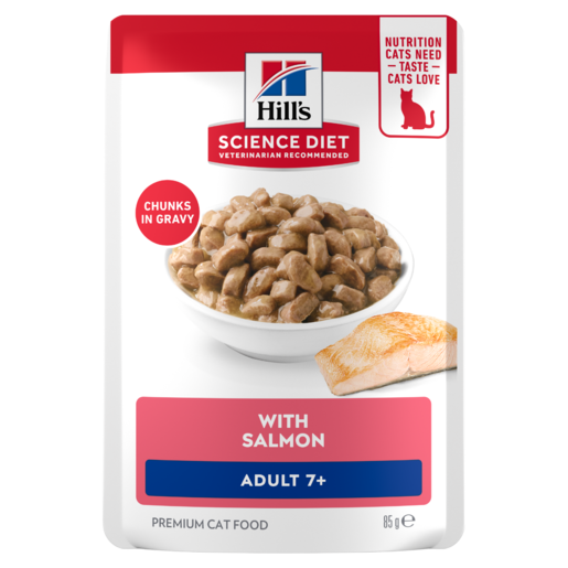 Hill's Science Diet Adult 7+ with Salmon Wet Cat Food pouches 12x85g