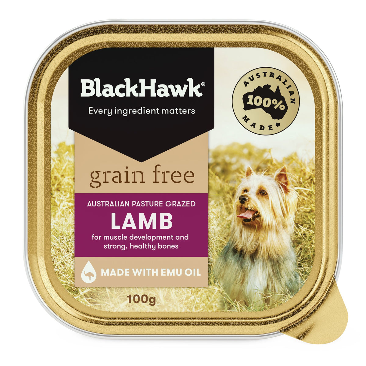 Black Hawk Grain Free Lamb Wet Dog Food Tray 100g
