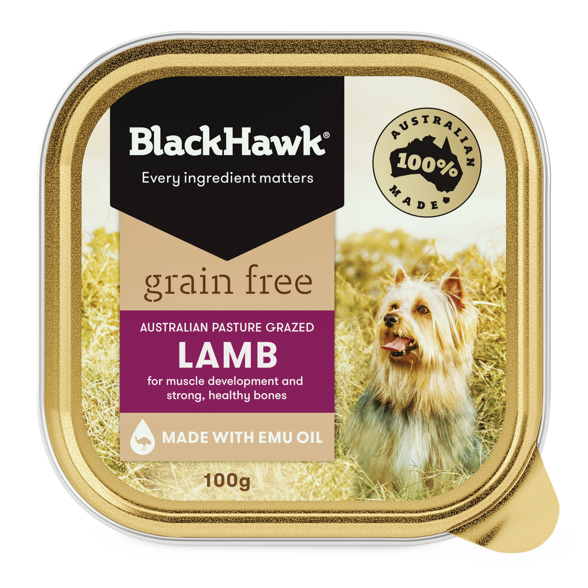 Black Hawk Grain Free Lamb Wet Dog Food Trays 9 x 100g