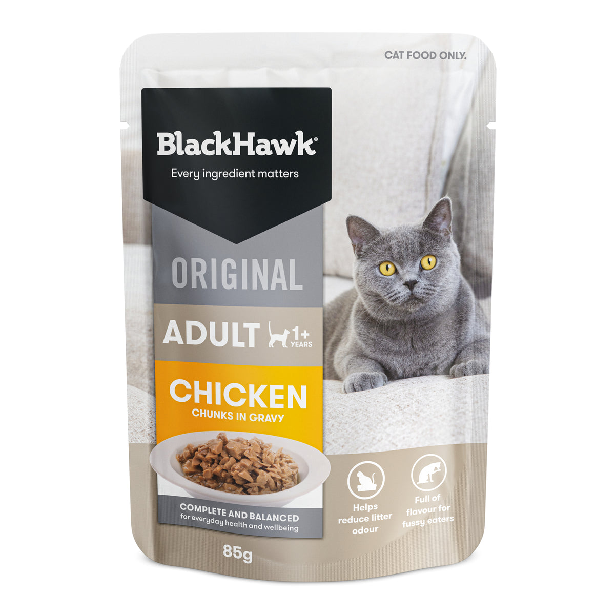 Black Hawk Chicken in Gravy Wet Cat Food Pouch 85g