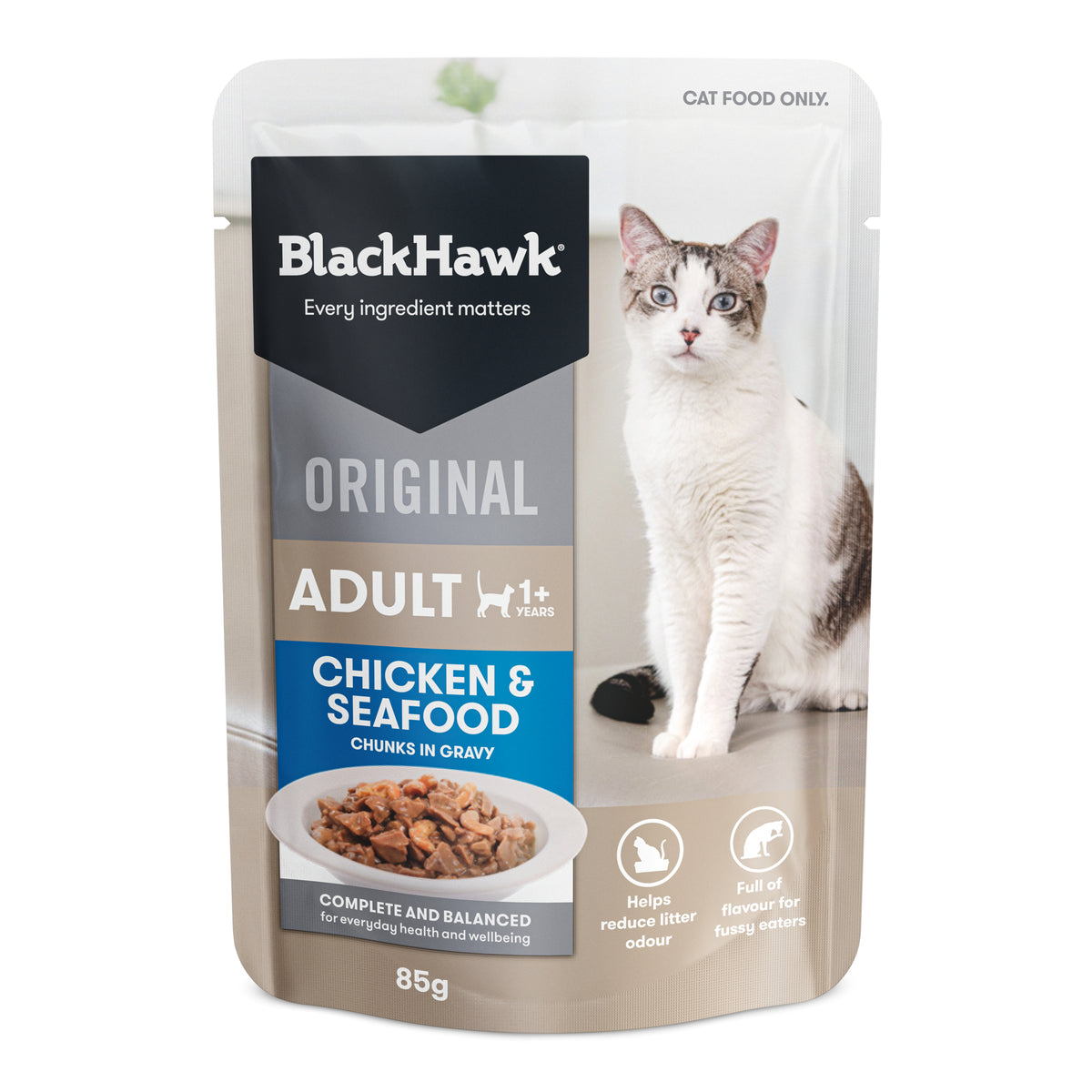 Black Hawk Chicken & Seafood Wet Cat Food Pouch 85g
