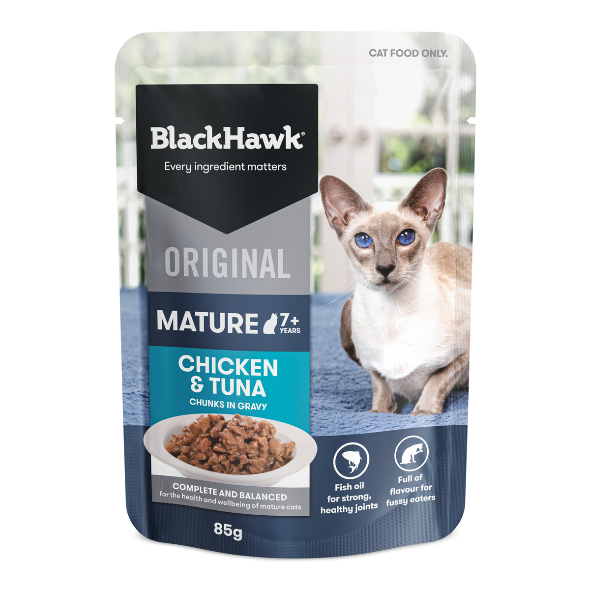 Black Hawk Senior 7+ Chicken & Tuna in Gravy Wet Cat Food Pouch 85g