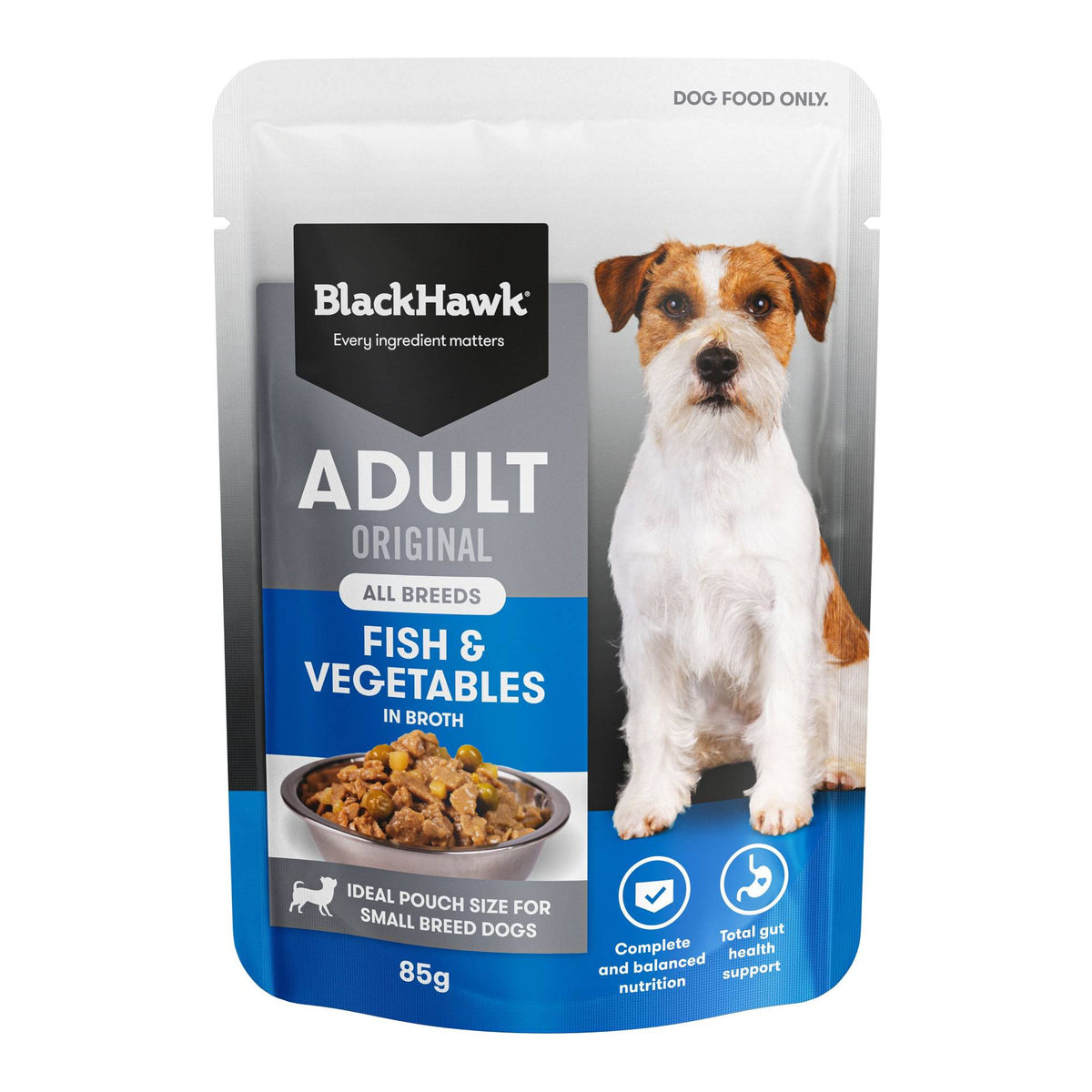 Black Hawk Fish & Vegetables Wet Dog Food 85g Box