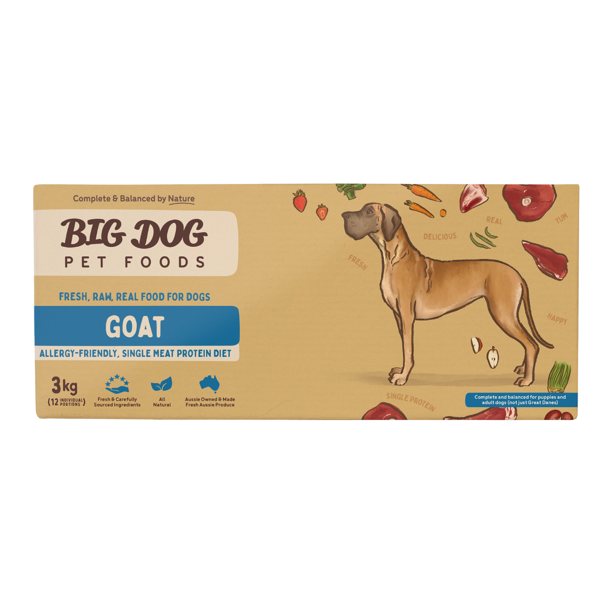 Big Dog BARF Goat raw dog food 3kg