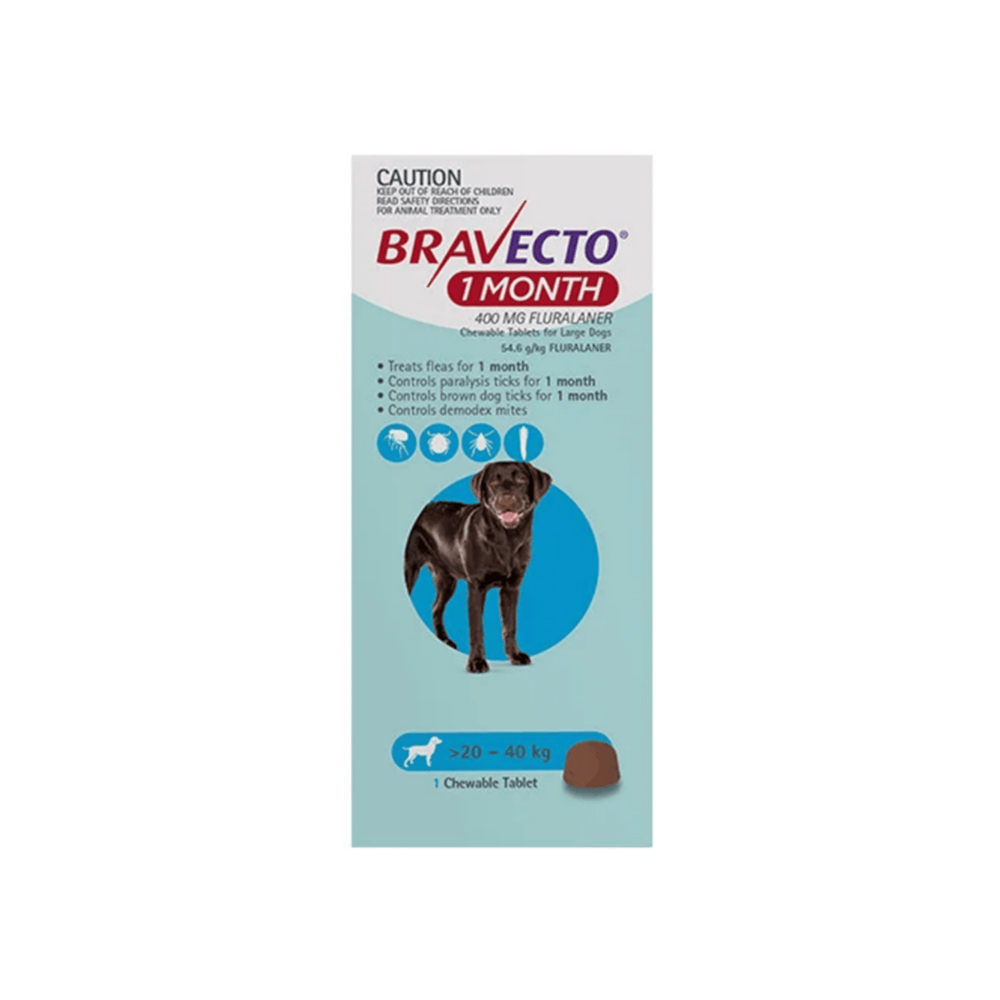 Bravecto 1 Month Chew for Dogs 20-40kg Blue