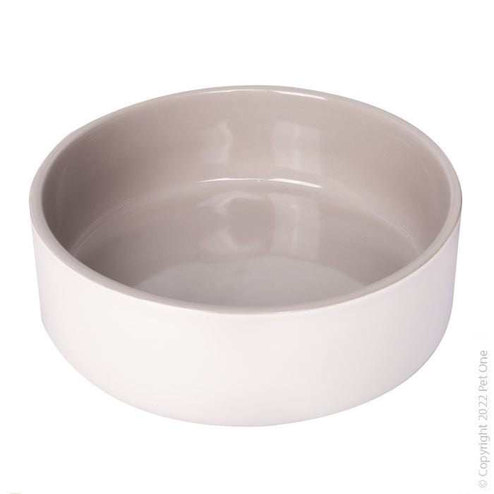 Pet One Ceramic Pet Bowl Grey/White 1300ml