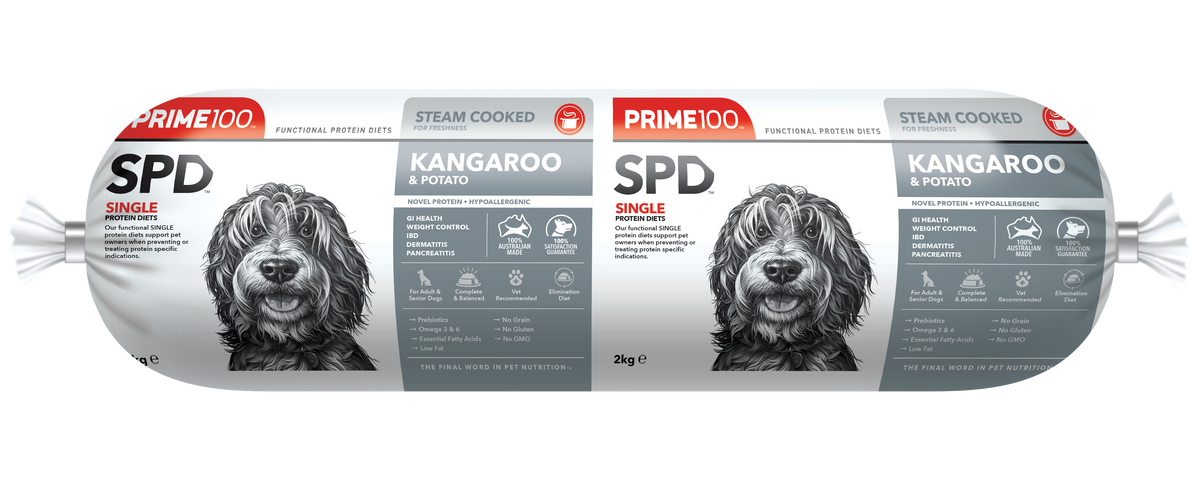 Prime100 SPD Fresh Roll Kangaroo & Potato 2kg - front