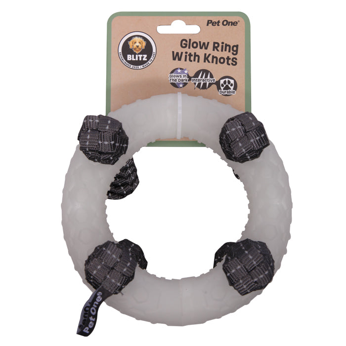 Blitz Glow in the Dark Ring with Knots Dog Toy