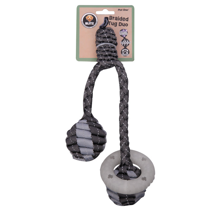 Blitz Braided Tug Duo with Glow in the Dark Ring Dog Toy