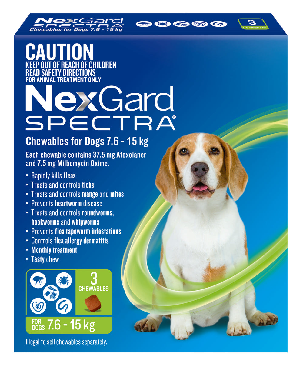 NexGard Spectra Chewables for Dogs 7.6-15kg 3 Pack
