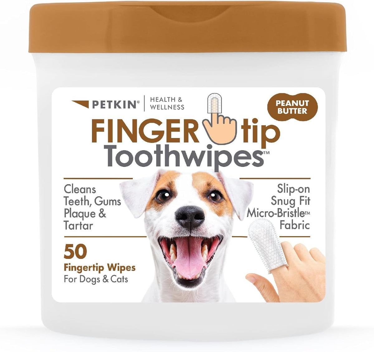 Petkin Fingertip Tooth Wipes Peanut Butter