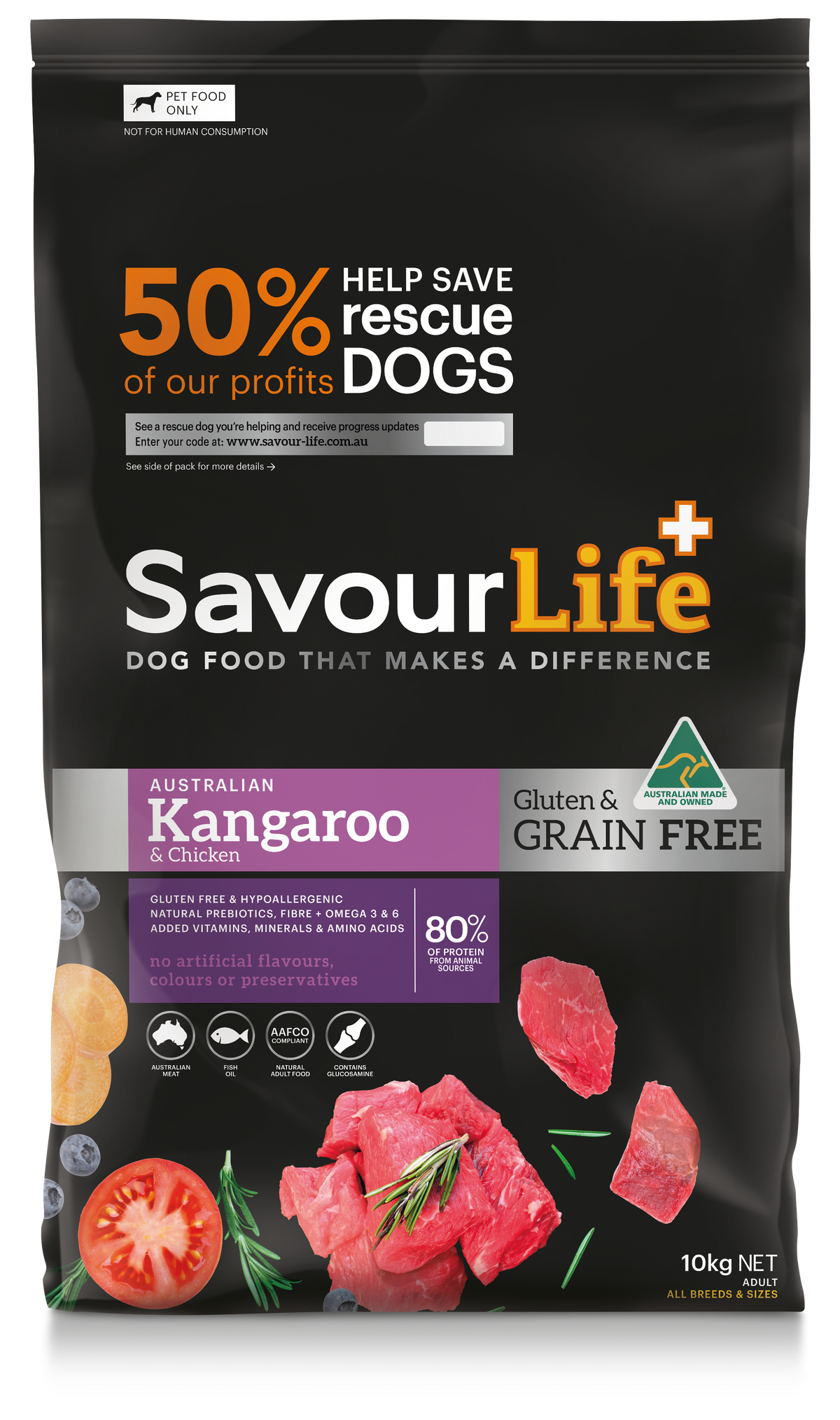 SavourLife Grain Free Adult Kangaroo & Chicken Dry Dog Food 10kg