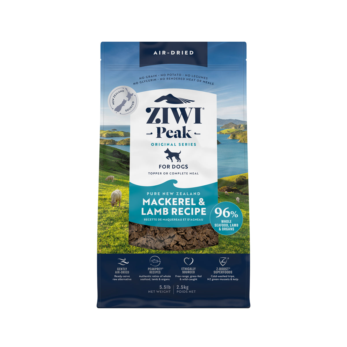 ZIWI Peak Air-Dried Mackerel & Lamb Dog Food 2.5kg