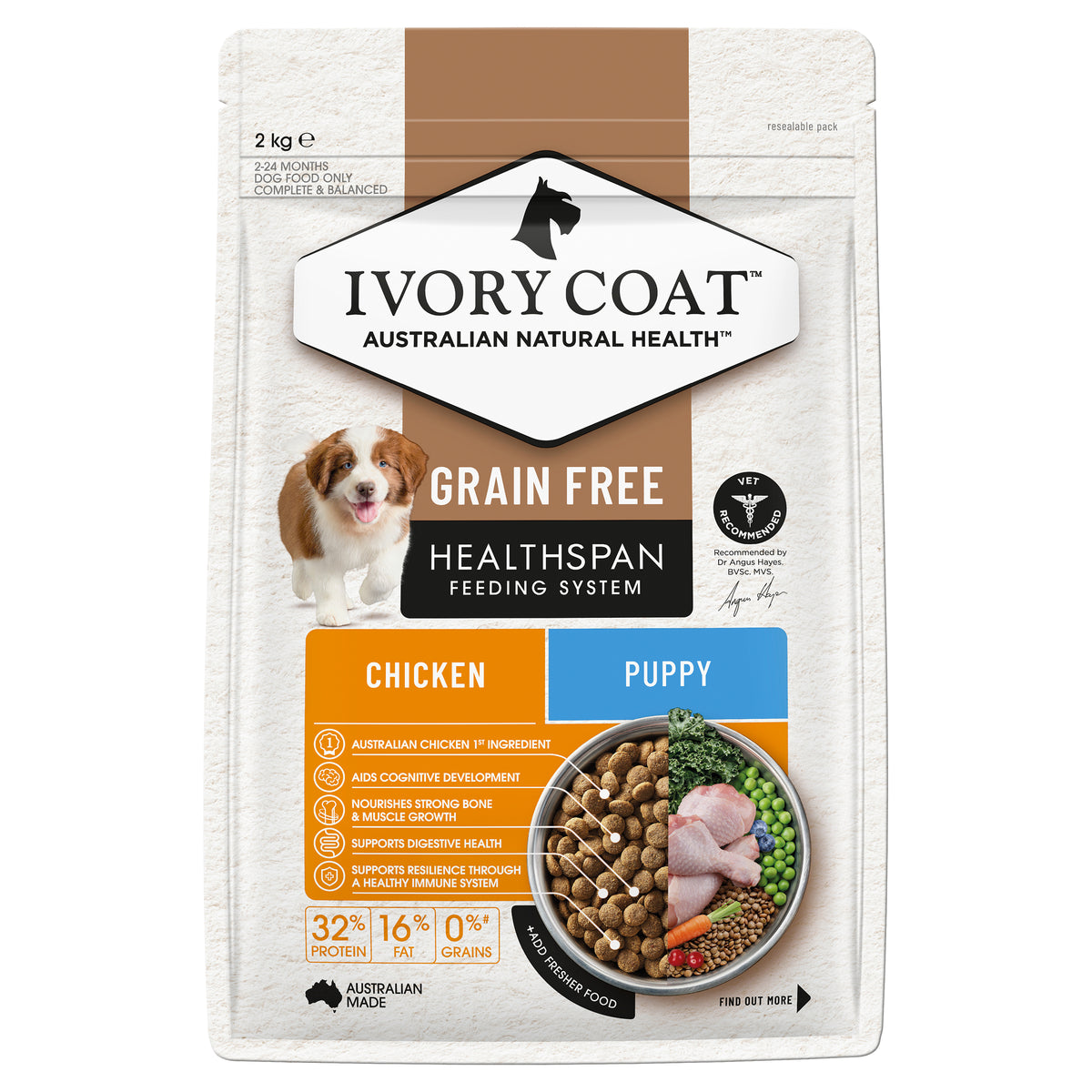Ivory Coat Grain Free Puppy Chicken Dry Food 2kg