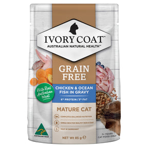 Ivory Coat Grain Free Mature Cat Chicken & Ocean Fish in Gravy Wet Food 85g