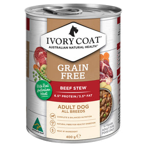 Ivory Coat Grain Free Adult Dog Beef Stew Wet Food 400g