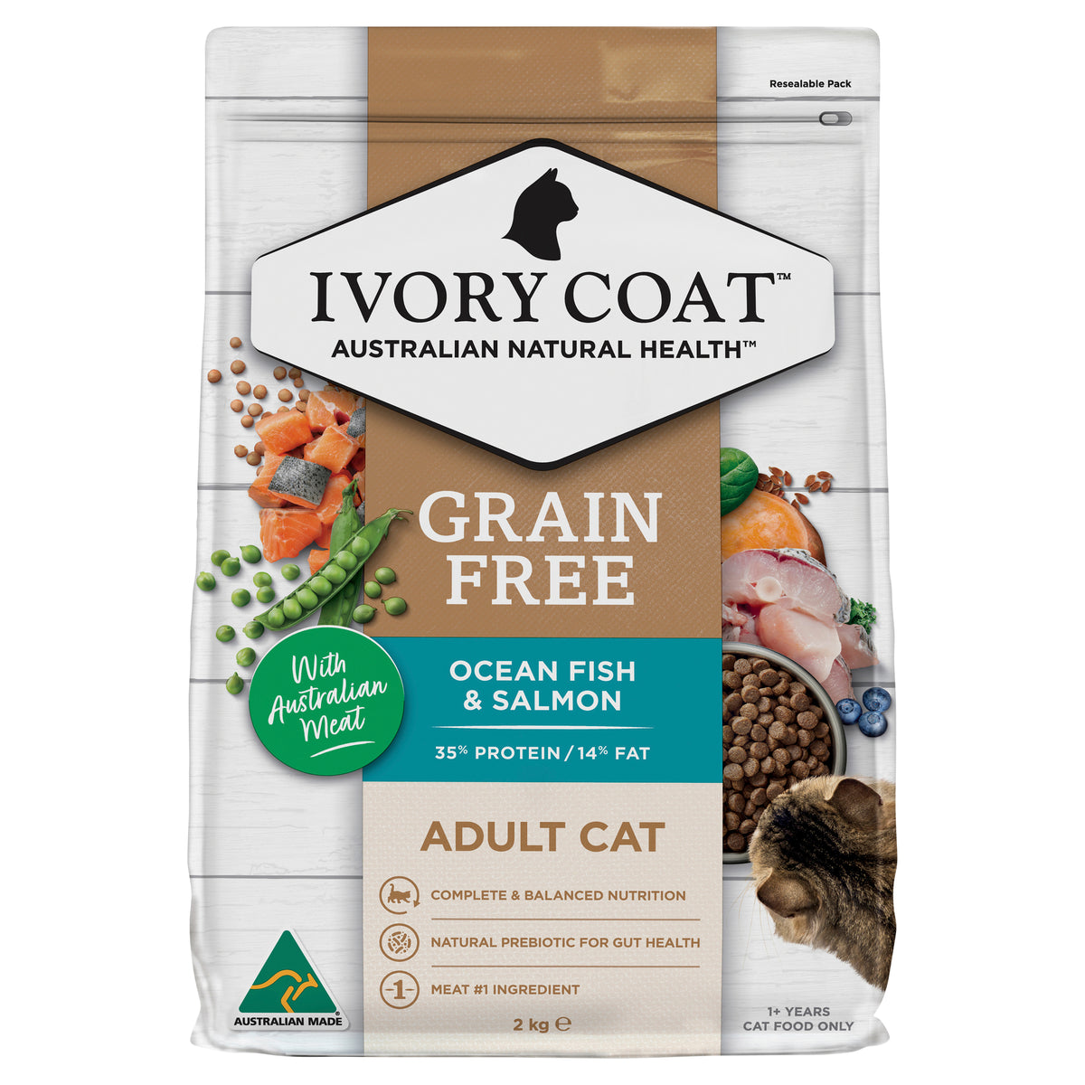 Ivory Coat Grain Free Adult Cat Ocean Fish & Salmon Dry Food 2kg