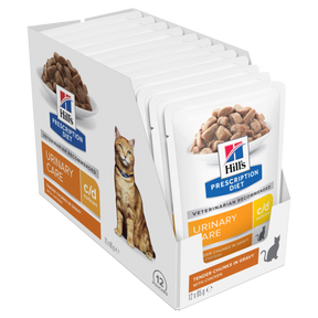 Hill's Prescription Diet c/d Multicare Urinary Care with Chicken Cat Food Pouches 12x85g