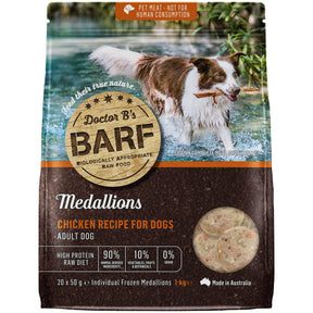 Dr B's BARF Medallions Chicken Recipe Frozen Adult Dog Food 1kg