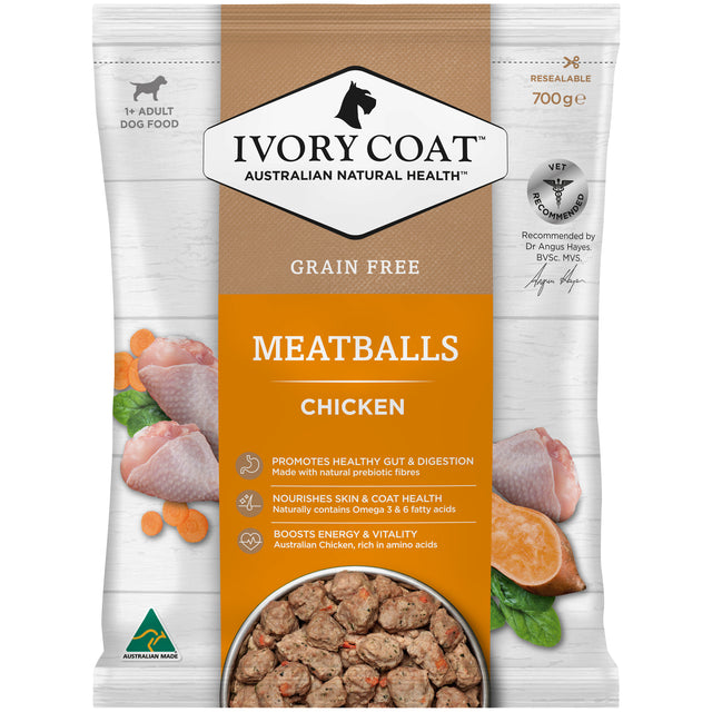 Ivory Coat Grain Free Chicken Meatballs Frozen Dog Food 700g