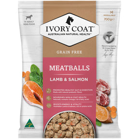 Ivory Coat Grain Free Lamb & Salmon Meatballs Frozen Dog Food 700g