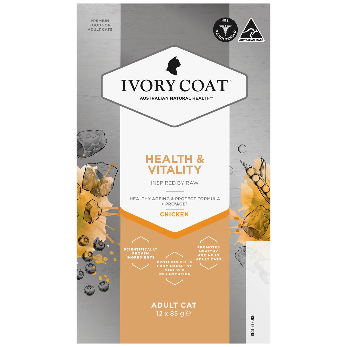 Ivory Coat Raw Health Adult Cat Health & Vitality Wet Cat Food 85g