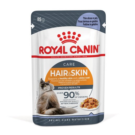 ROYAL CANIN® Hair & Skin Care Jelly Adult Wet Cat Food Pouches 12 x 85g